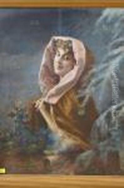 Pasteltekening Op Foto Oil Painting by Leopold Emile Reutlinger