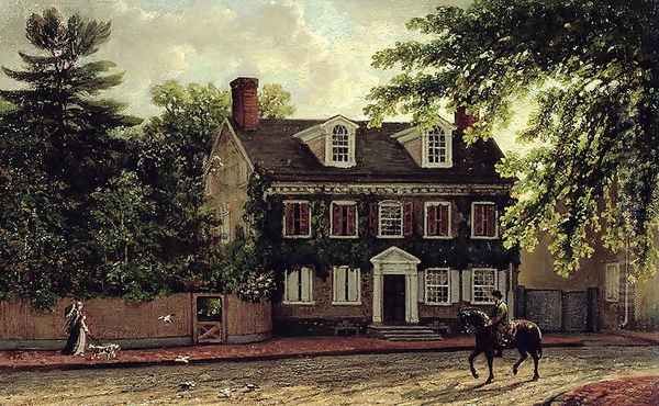 Washingtons Residence in Germantown, c.1880 Oil Painting by Isaac Williams