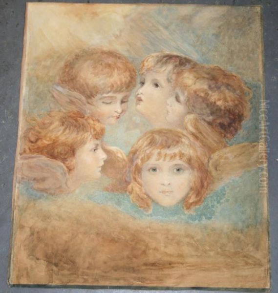 Portrait Studies Of Putti Oil Painting by Sir Joshua Reynolds