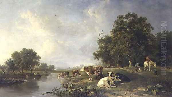 Landscape with cattle Oil Painting by Edward Williams