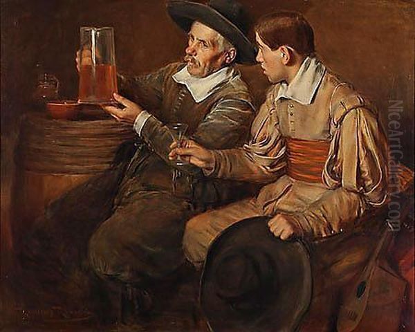 Escena De Taberna Oil Painting by Roman Ribera