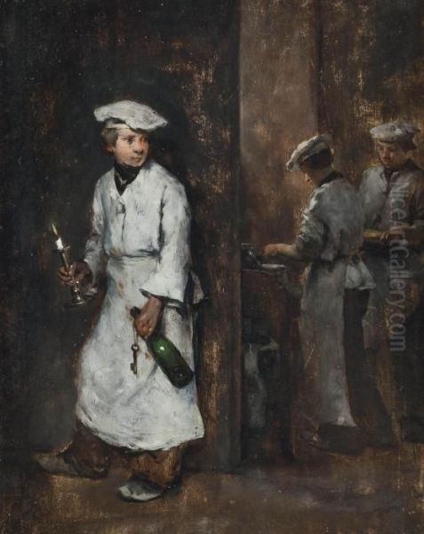 The Young Sommelier Oil Painting by Theodule Augustine Ribot