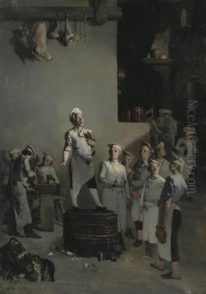 La Fete Du Chef Oil Painting by Theodule Augustine Ribot