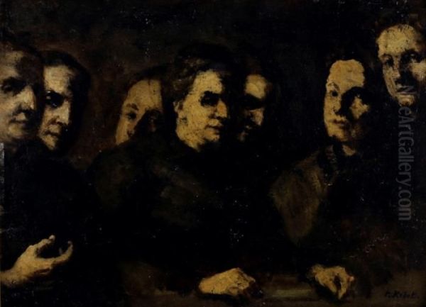 People Oil Painting by Theodule Augustine Ribot