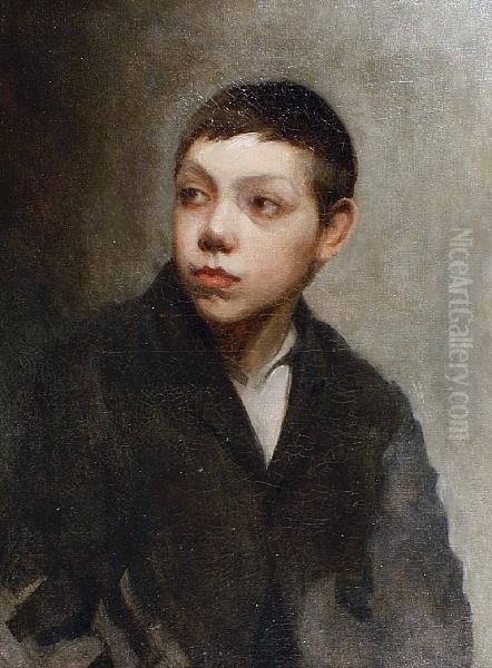 Portrait Of A Boy Oil Painting by Theodule Augustine Ribot