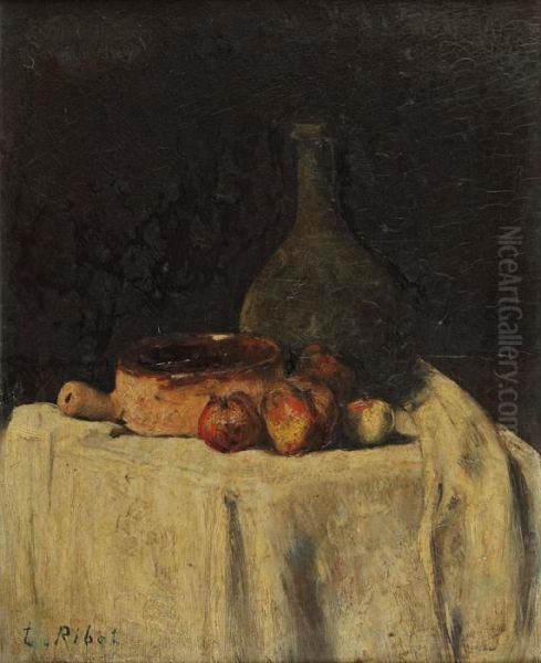 Nature Morte Au Pichet Et Fruits Oil Painting by Theodule Augustine Ribot