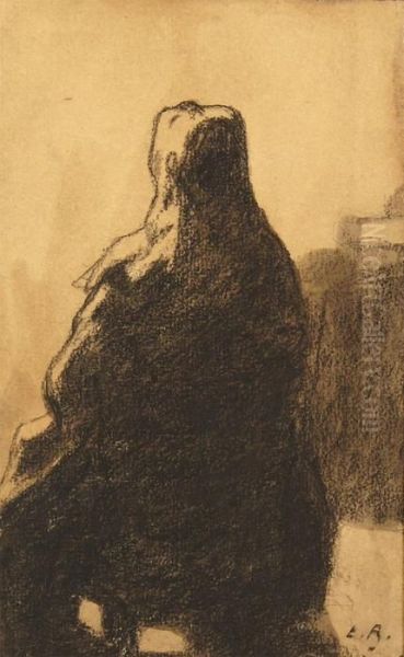 Femme Assise Oil Painting by Theodule Augustine Ribot