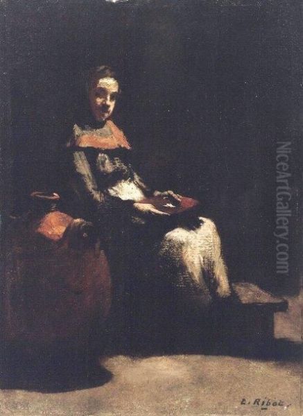 Jeune Servante Dans La Cuisine Oil Painting by Theodule Augustine Ribot