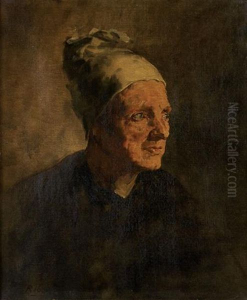 French, - Portrait Of Anold Lady Oil Painting by Theodule Augustine Ribot