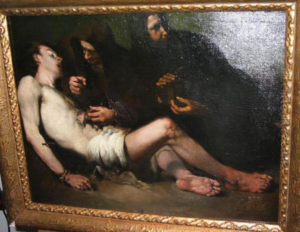 Saint Sebastien, Martyr Oil Painting by Theodule Augustine Ribot