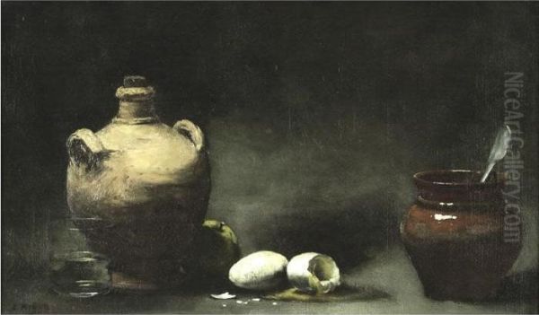 Still Life With Jugs And Eggs Oil Painting by Theodule Augustine Ribot