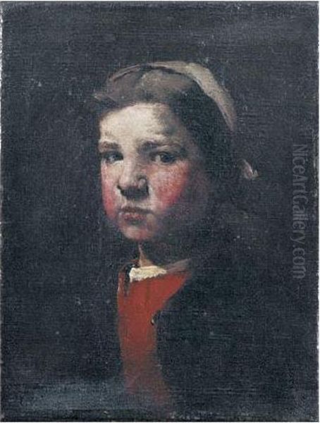 Tete De Fillette Oil Painting by Theodule Augustine Ribot