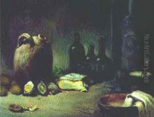 Nature Morte Aux Oignons Et Cruche Oil Painting by Theodule Augustine Ribot