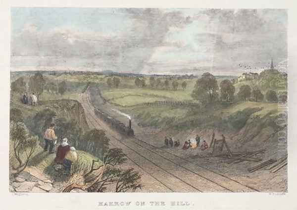 Harrow on the Hill, engraved by W. Radclyffe Oil Painting by L. Wrightson