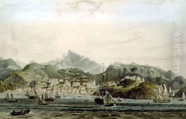 A View of the Town of St. George and Richmond Heights on the island of Grenada, engraved by William Daniell (1769-1837), c.1810 Oil Painting by Wilson, Lieutenant-Colonel J.