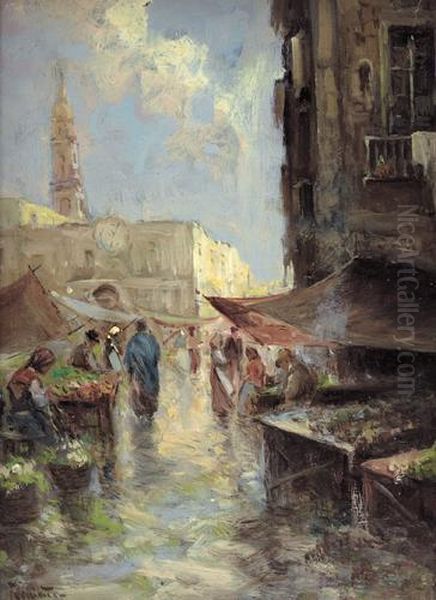 Mercato Partenopeo Oil Painting by Oscar Ricciardi