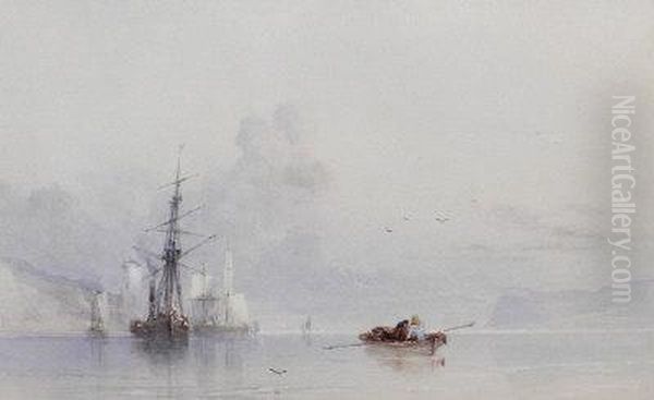 Boats In A Calm Oil Painting by Thomas Miles Richardson