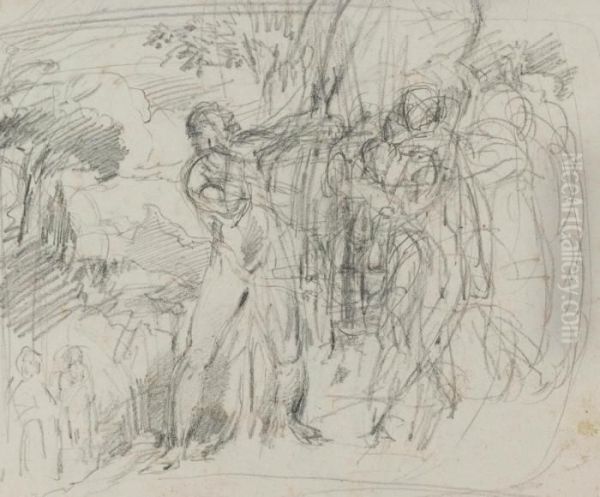 A Compositional Study For 'comus - The Measure' Oil Painting by George Richmond