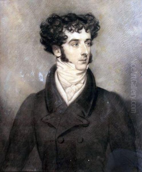 Black Chalk Highlighted With White Head And Shoulders Oil Painting by George Richmond