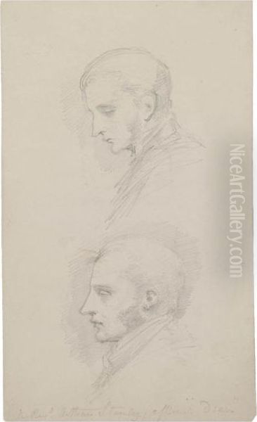 A Sheet With Two Portrait 
Studies Of The Rev. Arthur Penrhyn Stanley , Later Dean Of Westminster Oil Painting by George Richmond