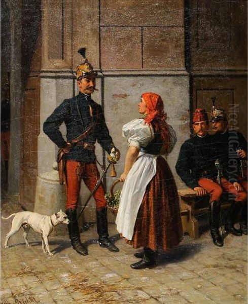 Primo Approccio Oil Painting by Edouard Frederic Wilhelm Richter