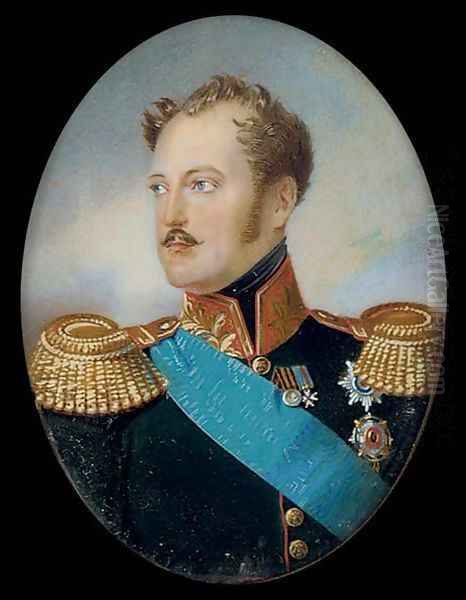 Miniature Portrait of Czar Nicholas I of Russia Oil Painting by Ivan Winberg