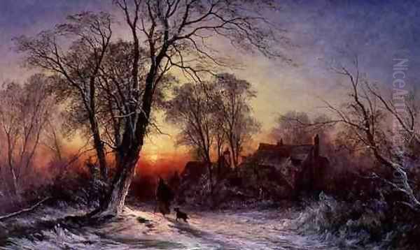 Winters Evening Oil Painting by Caroline Williams