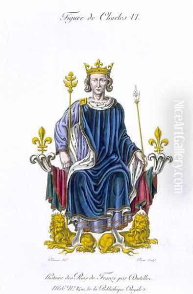 Figure of Charles VI, engraved by Amedee Peree, from Histoire des Rois de France Oil Painting by Gabrielle Willemin