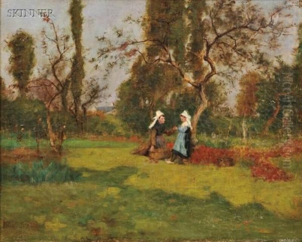 In The Orchard, Brittany Oil Painting by Henry Orne Rider