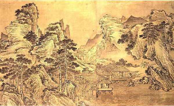 View from the Keyin Pavilion on Paradise (Baojie) Mountain, 1562 Oil Painting by Wang Wen