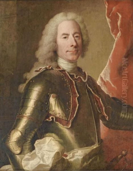 Portrait D'homme En Cuirasse Oil Painting by Hyacinthe Rigaud