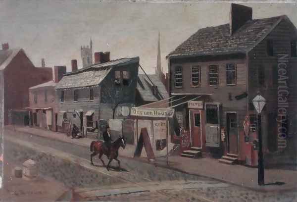 S.W. Corner of 13th and Race Street, c.1875 Oil Painting by George Bacon Wood