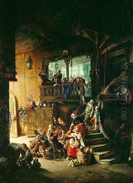 Hostelry Life, 1865 Oil Painting by August Levin von Wille