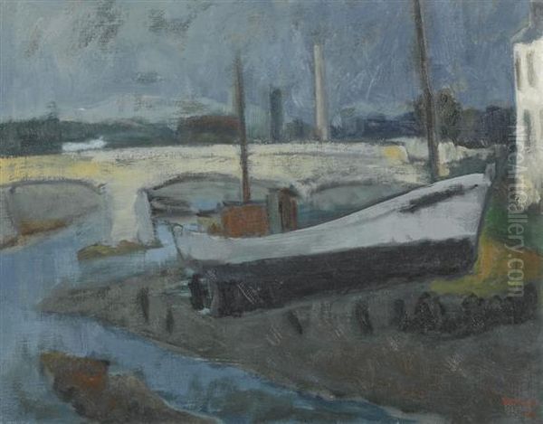 Low Tide, Deauville Oil Painting by Gaston Robbe