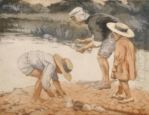 Combing The Shore Oil Painting by Manuel Robbe