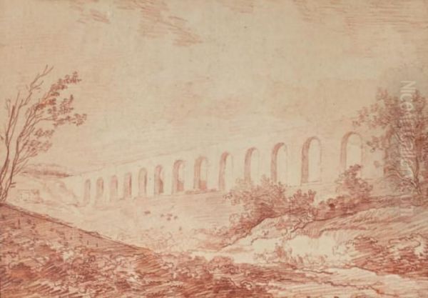 Vue De L'aqueduc De Maintenon Oil Painting by Hubert Robert