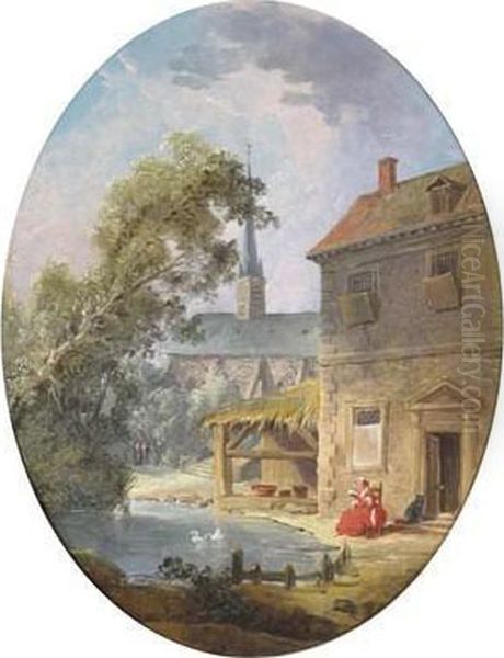 A Village In France Oil Painting by Hubert Robert