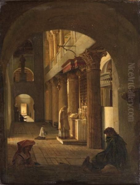 La Messe A San Lorenzo Fuori Le Mura Oil Painting by Louis-Leopold Robert