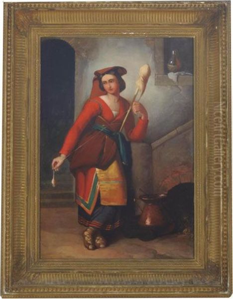 The Wool Spinner Oil Painting by Louis-Leopold Robert