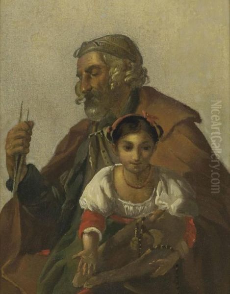 A Shepherd Watching Over A Child Oil Painting by Louis-Leopold Robert