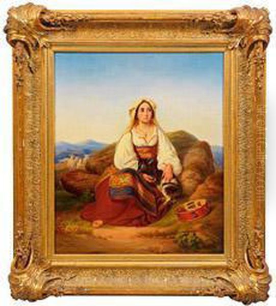 Italienischesmadchen Mit Zicklein Oil Painting by Louis-Leopold Robert