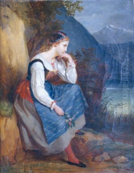 Jeune Italienne Pensive Au Bord Du Lac Oil Painting by Louis-Leopold Robert