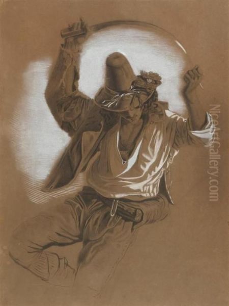 Study Of A Dancing Italian Oil Painting by Louis-Leopold Robert