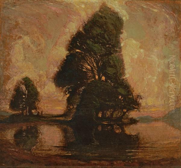 Uferlandschaft Mit Grossem Baum Oil Painting by Philippe Robert