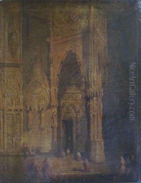 Cathedral Interior Oil Painting by David Roberts