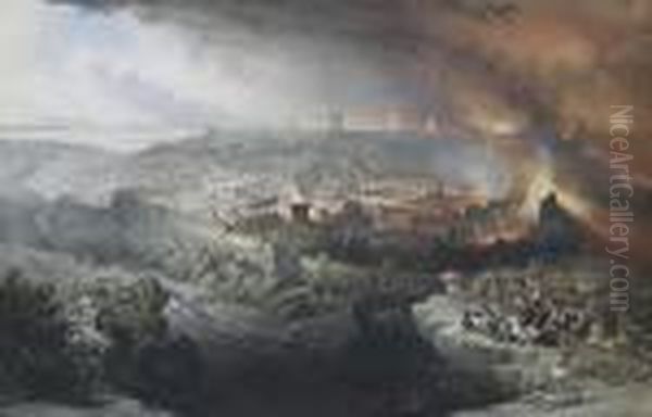 The Siege And Destruction Of Jerusalem By The Romans Oil Painting by David Roberts