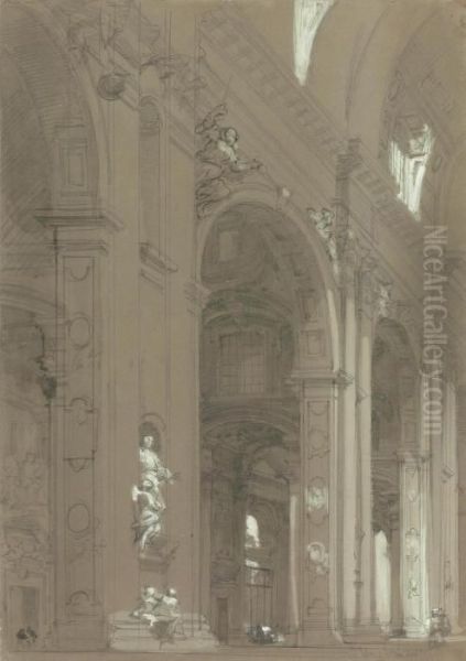 Interior Of St Peter's Oil Painting by David Roberts