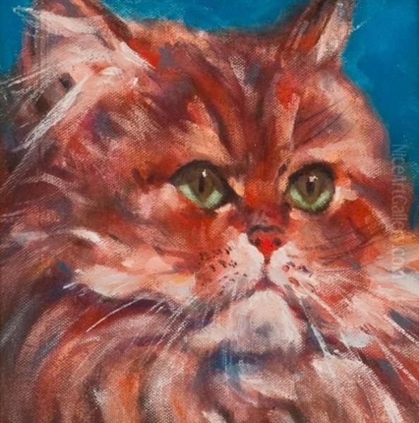 Persian Cat Oil Painting by David Thomas Robertson