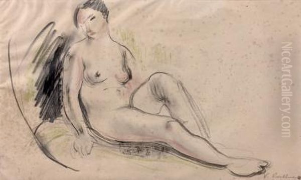 Femme Nue Assise Oil Painting by Vera Rockline