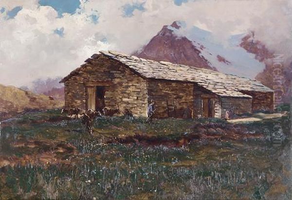 Pascolo Alpino Oil Painting by Leonardo Roda